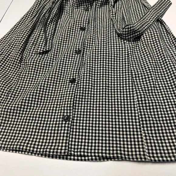White Stag Gingham Plaid Seersucker Button Shirt Dress Tie Waist Cottage Country - Picture 7 of 15